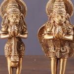 Brass Garuda & Hanuman Pair 4" | Divine Statues | Devotion, Strength & Service | 600g Intricate Handcrafted Idols | Home Temple Spiritual Decor | Jaipurio